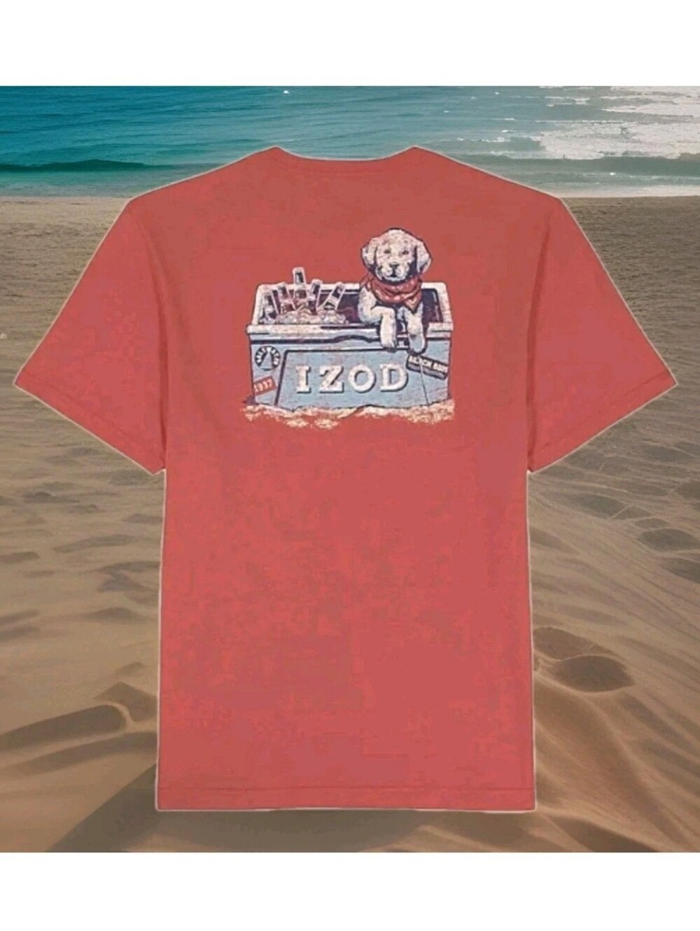 IZOD: SALTWATER: MEN'S: CORAL: DOG: COOLER: BEER: T-SHIRT: LARGE: BRAND NEW